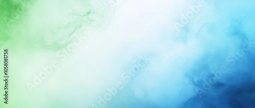 Soft blue and green watercolor gradient background with blurred texture and ample copy space for design elements