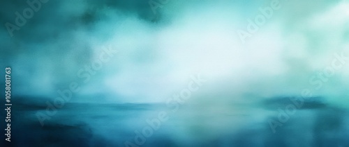 Soft blue and green watercolor gradient background with blurred texture and ample copy space for design elements