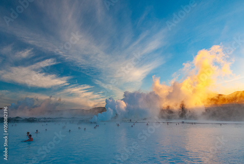 Принти на полотні Hot swimming lagoon in the blue lagoon in Reykjanes, Iceland