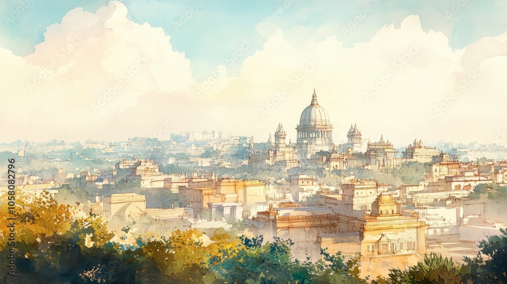 Fototapeta premium Scenic View of City with Historic Architecture