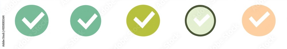 Checkmark icon set featuring simple, clean designs on a white background, perfect for web design and graphic arts with high-resolution clarity and minimalistic style.