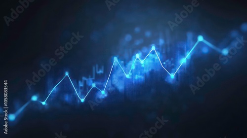 Abstract blue glowing line graph on a dark background.