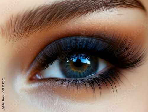 Close-up macro view of a woman's eye