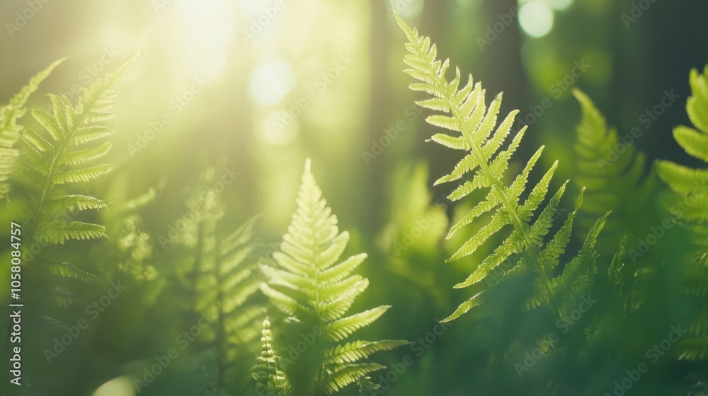 Lush Green Ferns in Soft Natural Light Lush Green Ferns in Soft Natural Light