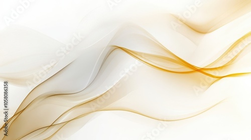 Abstract Golden and White Swirling Waves Background Texture.