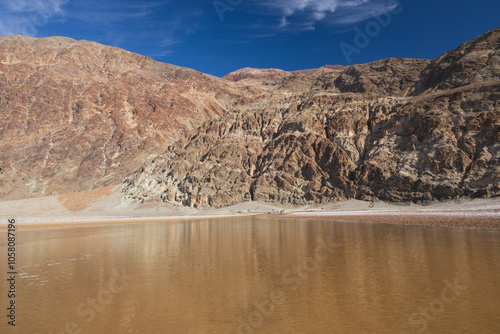 Lake Manly and salt flats at Badwater Basin in Death Valley National Park, California