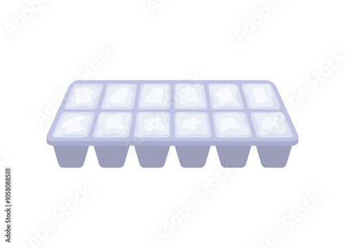 Ice container. Simple flat illustration in perspective view.
