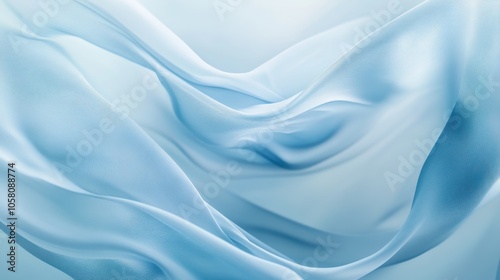 Abstract Blue Fabric Texture Background - Soft, Flowing Waves of Blue Silk or Satin