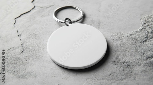 Minimalist Blank Keychain on Concrete Surface