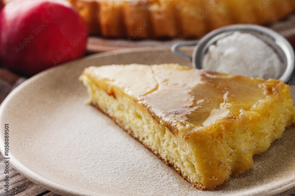 Traditional Apple Pie Charlotte: Delicious and Homemade on a Rustic Wooden Table Traditional Apple Pie Charlotte: Delicious and Homemade on a Rustic Wooden Table