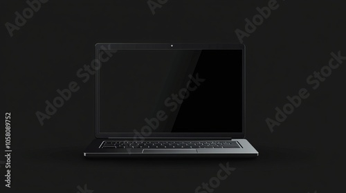 A black laptop with a black screen