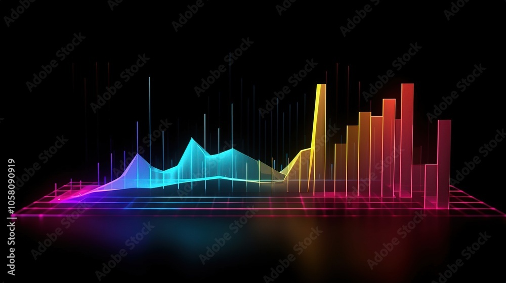 Colorful 3D Graph Visualization on Black Background Colorful 3D Graph Visualization on Black Background
