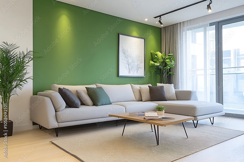 Cozy Modern Living Room with Neutral Tones, Stylish Decor, and Elegant Architecture- generative ai Cozy Modern Living Room with Neutral Tones, Stylish Decor, and Elegant Architecture- generative ai
