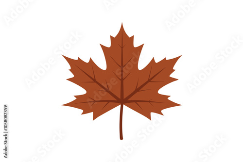Autumn Maple Leaf Vector Illustration: Vibrant Seasonal Foliage Isolated on White Background for Rustic and Natural Design