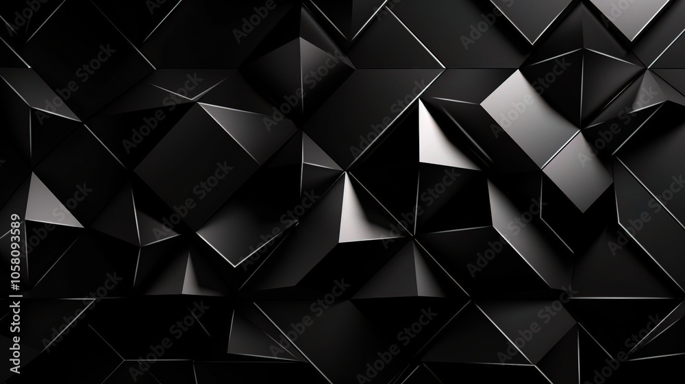 Fototapeta premium Abstract 3D Black Geometric Shapes Background
