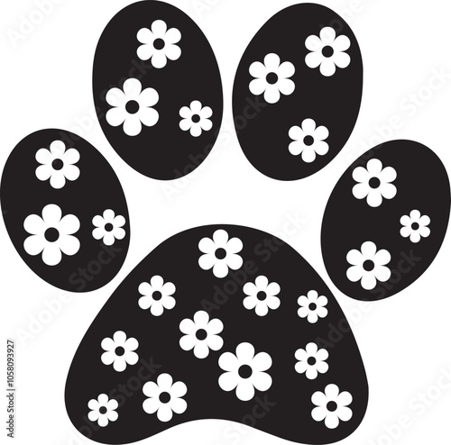 Dog paw print clip art design on plain white transparent isolated background for card, shirt, hoodie, sweatshirt, apparel, card, tag, mug, icon, poster or badge