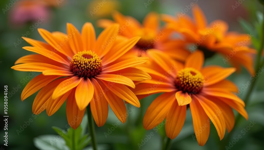 Vibrant orange flowers bloom in a field Vibrant orange flowers bloom in a field