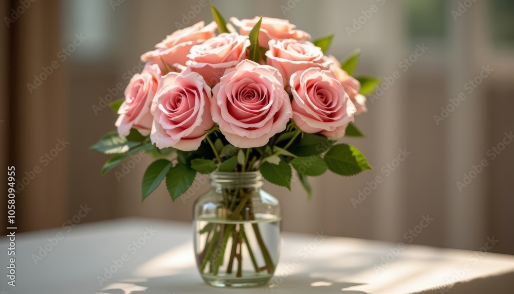 Elegant simplicity A bouquet of roses in a glass vase Elegant simplicity A bouquet of roses in a glass vase