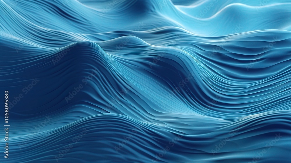 Fototapeta premium Abstract Blue Waves in 3D Digital Design