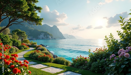  Escape to Paradise A serene garden path leading to the ocean