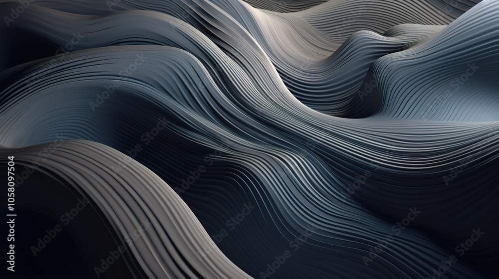 Abstract 3D Waves in Dynamic Gray Tones