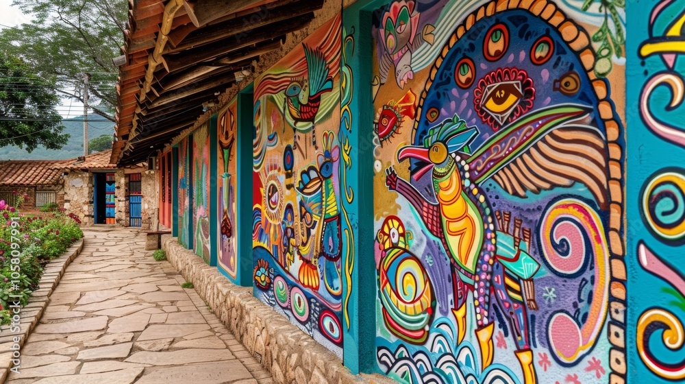 custom made wallpaper toronto digitalThe walls are adorned with colorful and vibrant murals depicting scenes from traditional folklore.