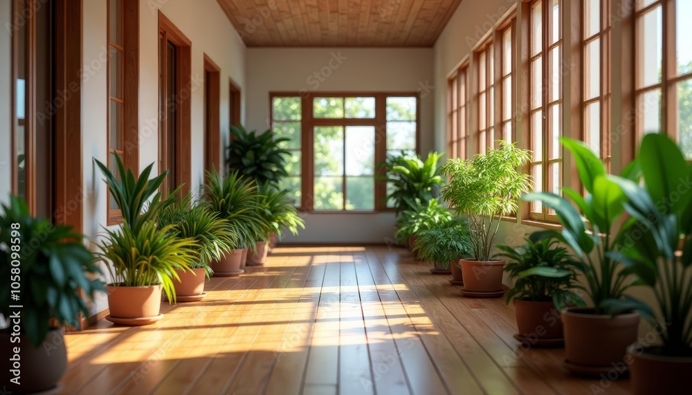 Bright and airy living room with natural light and indoor plants Bright and airy living room with natural light and indoor plants