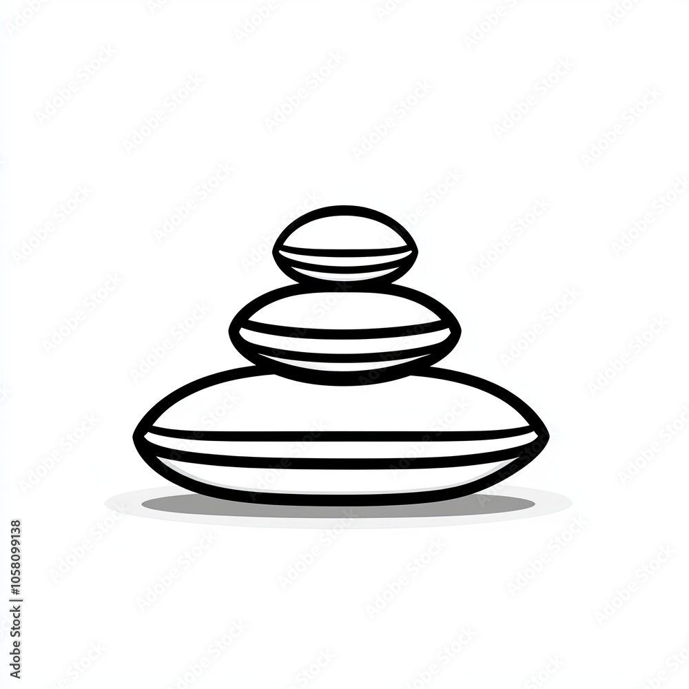 A minimalist design featuring a stacked meditation cushion in black and white, symbolizing peace and concentration in mindful practices and relaxation moments, icon A minimalist design featuring a stacked meditation cushion in black and white, symbolizing peace and concentration in mindful practices and relaxation moments, icon