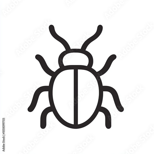 This simple line interface depicts a bug, symbolizing organic pest control methods ideal for sustainable gardening practices, icon