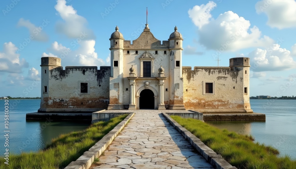 Elegant castle entrance inviting you to explore its history Elegant castle entrance inviting you to explore its history