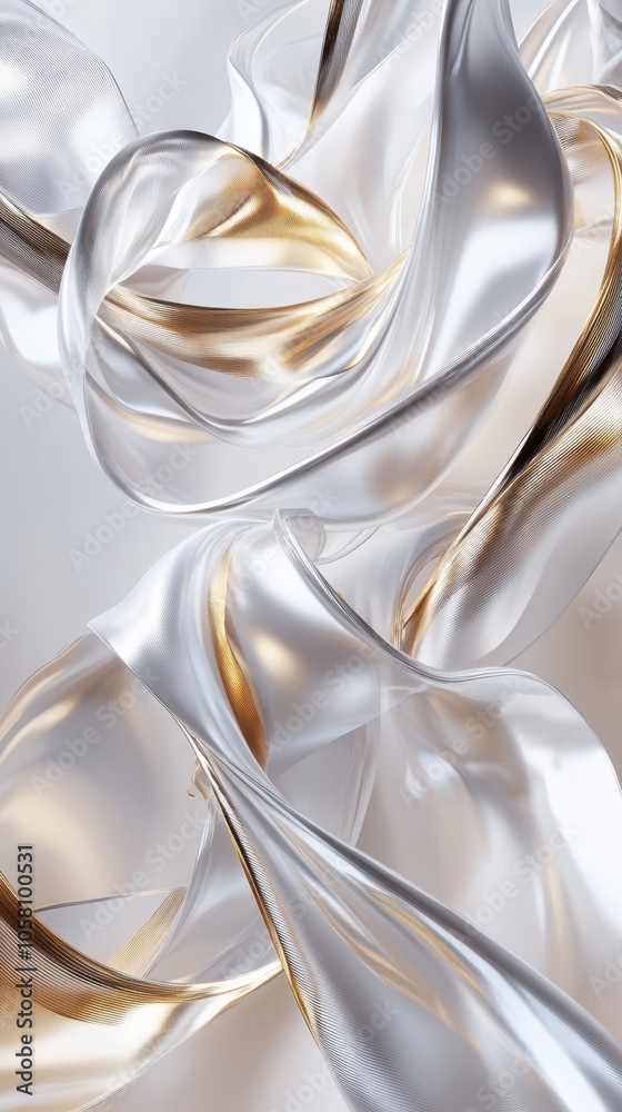 Abstract Gold and Silver Flowing Fabric Background - 3D Render. Abstract Gold and Silver Flowing Fabric Background - 3D Render.