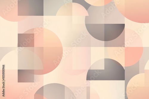 Wallpaper Mural Abstract Geometric Pattern with Overlapping Circles and Rectangles in Pastel Colors. Torontodigital.ca