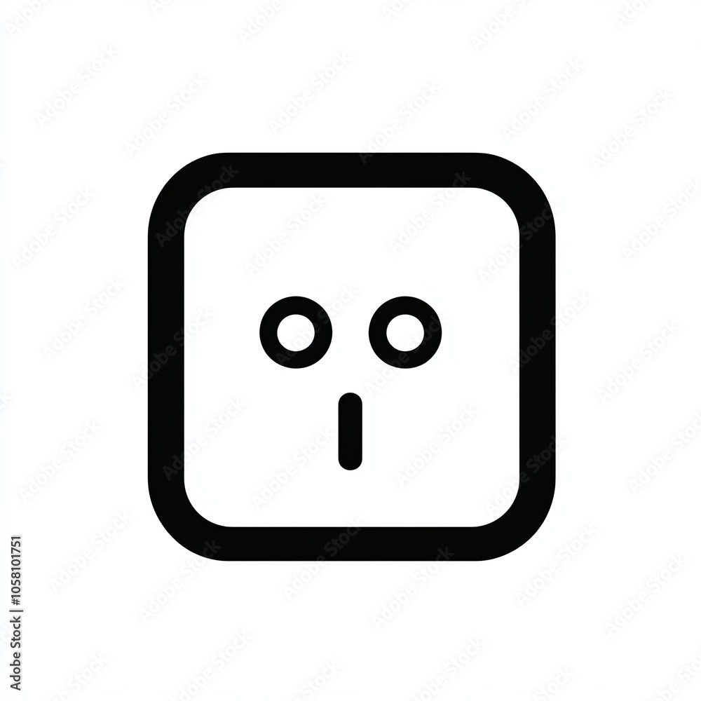 This design features a minimalist of a smart plug, presented in a black and white color scheme, set against a clean white background, icon This design features a minimalist of a smart plug, presented in a black and white color scheme, set against a clean white background, icon