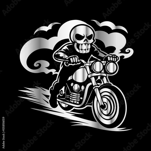 Ride or Die: Vintage Skull Biker Vector Art with Classic Motorcycle Vibe for Bold Road Legends
