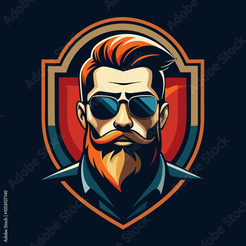 bearded man emblem logo