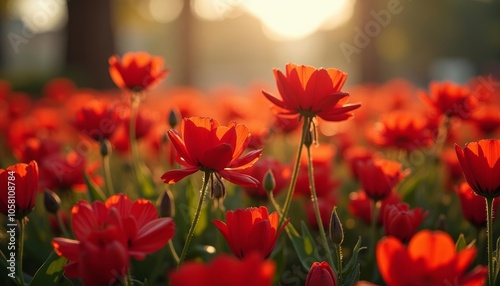  Vibrant red tulips in bloom symbolizing love and happiness photo