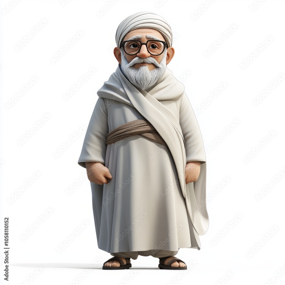 Turn around of a arabic old man charector Turn around of a arabic old man charector