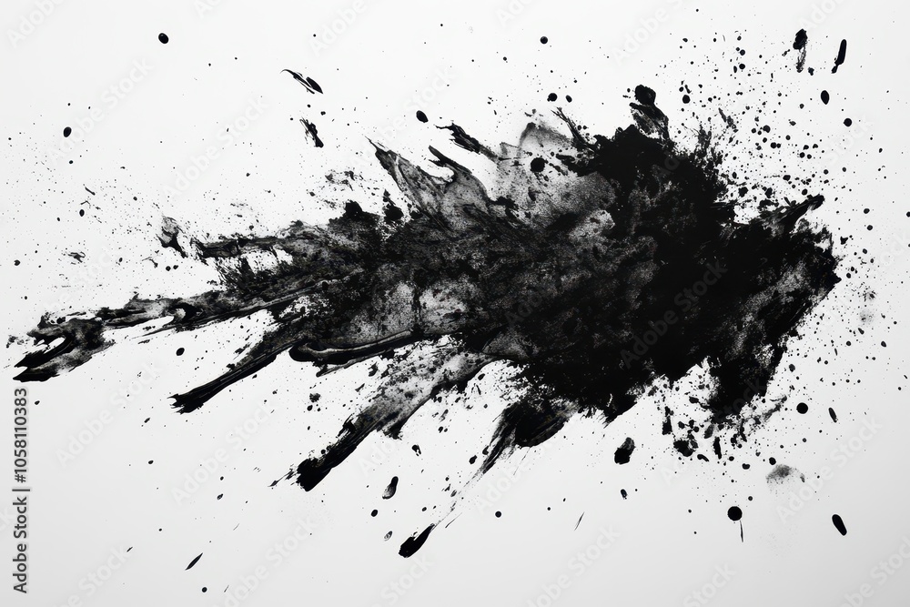 Abstract Black Ink Splatter on White Background - Grunge Texture, Design Element Abstract Black Ink Splatter on White Background - Grunge Texture, Design Element
