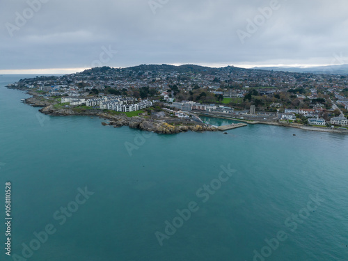 Dalkey village and kiliney hill aerial view, Dublin, Ireland photo