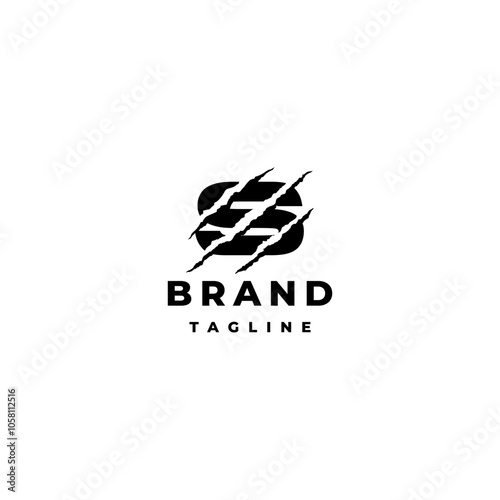 Wild Initial Letter S Scratches Logo Design. Initial Letter S Torn by Beast Logo Design.