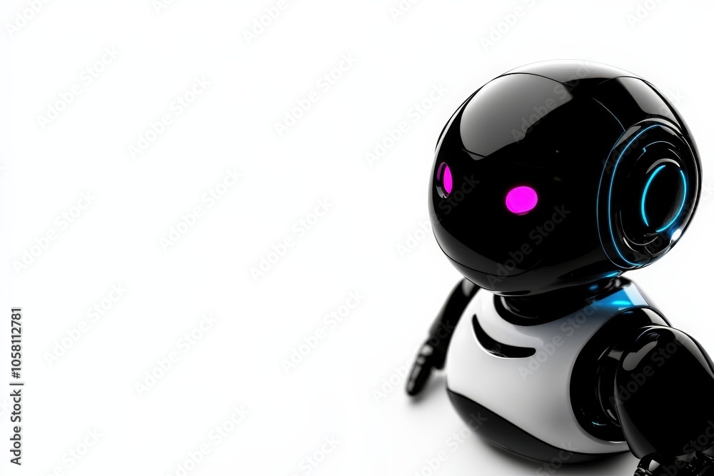 Futuristic robot with a sleek design, white isolated background. Futuristic robot with a sleek design, white isolated background.