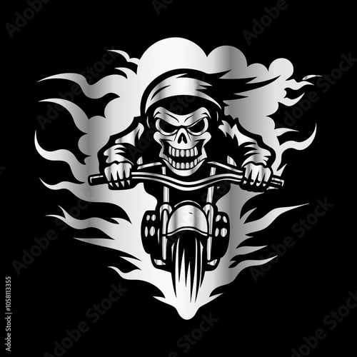 Ride or Die: Vintage Skull Biker Vector Art with Classic Motorcycle Vibe for Bold Road Legends
