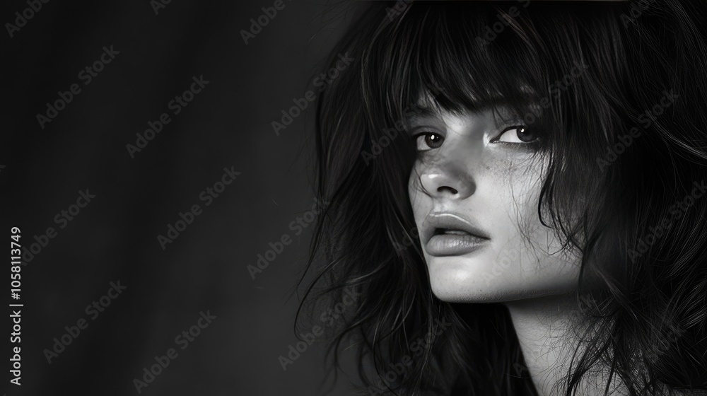 Black and White Portrait of a Young Woman