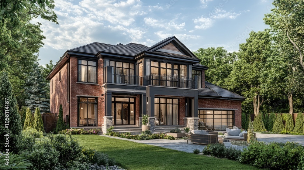 Modern Two-Storey Home Design in 3D Rendering