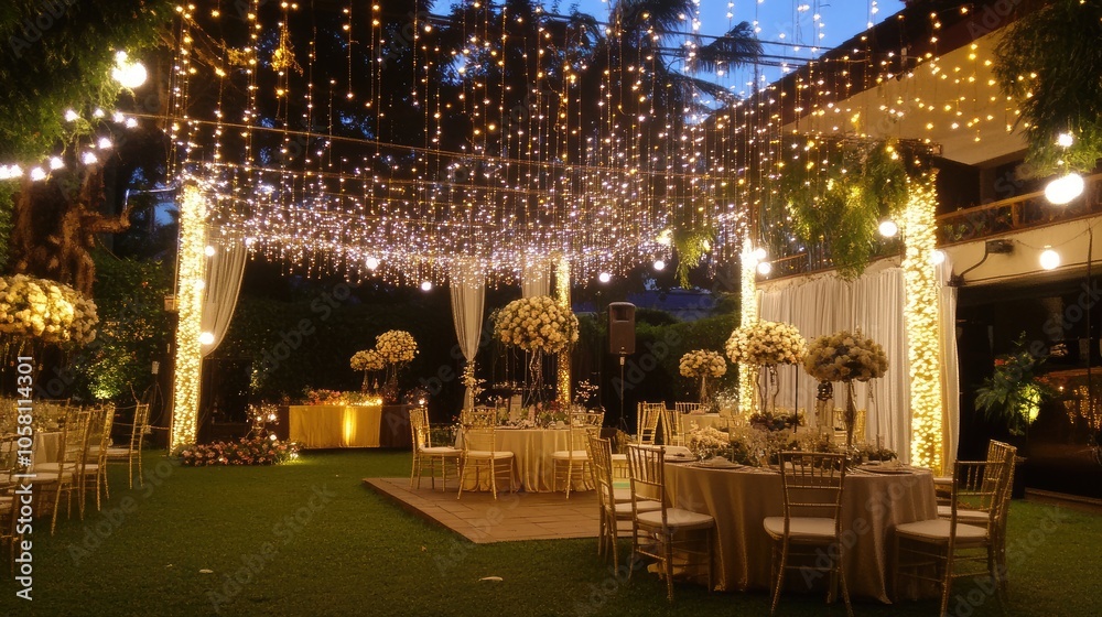 Elegant Outdoor Wedding with Twinkling Fairy Lights Elegant Outdoor Wedding with Twinkling Fairy Lights