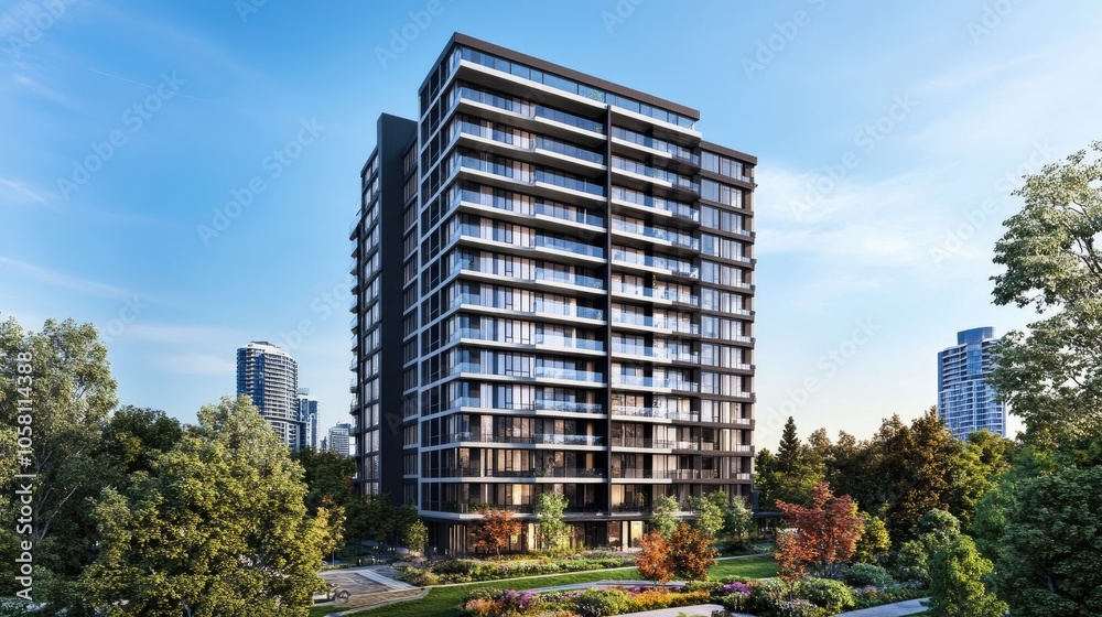 Modern Residential Building in Urban Landscape Modern Residential Building in Urban Landscape