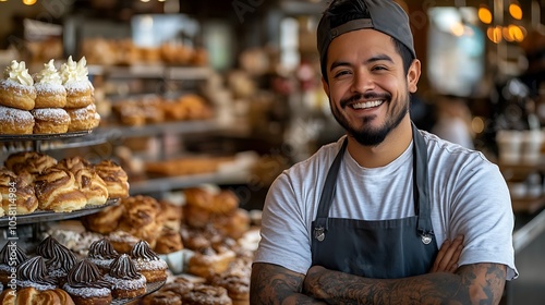 Delicious baked goods and a passionate baker in a cozy bakery