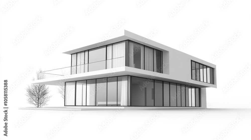 Modern 3D Rendering of Sleek House Design Modern 3D Rendering of Sleek House Design