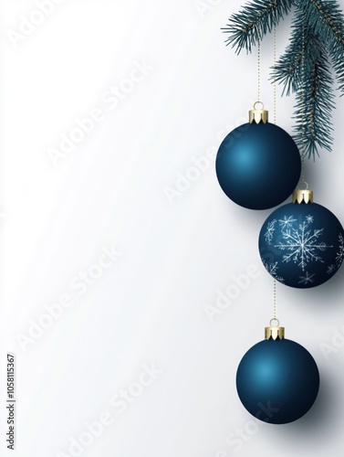 Wallpaper Mural Christmas and Happy New Year greeting banner with blue christmas balls and copy space Torontodigital.ca