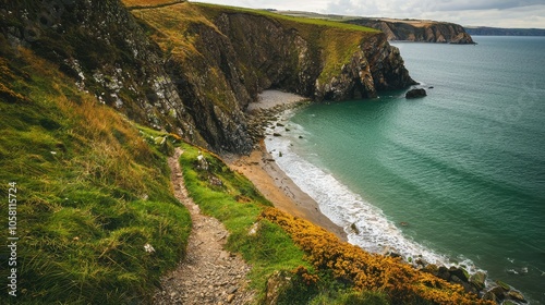 Scenic Coastal Cliffside View with Winding Pathway photo